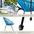 TECTAKE - Lot de 2 chaises de jardin Santana bleu - vignette