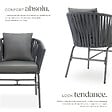 TECTAKE - Lot de 6 chaises au design corde tressée épaisseur des coussins d'assise 7 cm gris - vignette