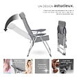 TECTAKE - Lot de 4 chaises de jardin pliantes en aluminium structure revêtue dossier haut inclinable 5 positions gris 73 x 59 x 110 cm - vignette
