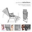 TECTAKE - 2 chaises de jardin pliantes en aluminium avec appui-tête et repose-pieds gris - vignette