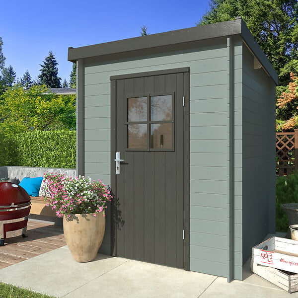 WHITE WOOD - Abri de jardin en bois Zoé 1 - Gris - L.180xP.180xH.208cm - large