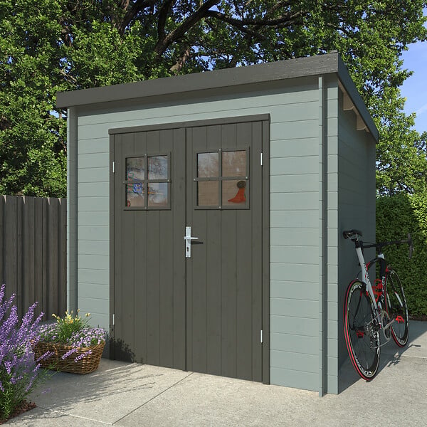 WHITE WOOD - Abri de jardin en bois  Zoé 2 gris - L.220xP.220xH.208cm - large