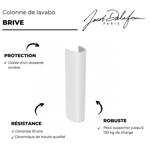 JACOB DELAFON - Colonne pour lavabo Brive blanc - large