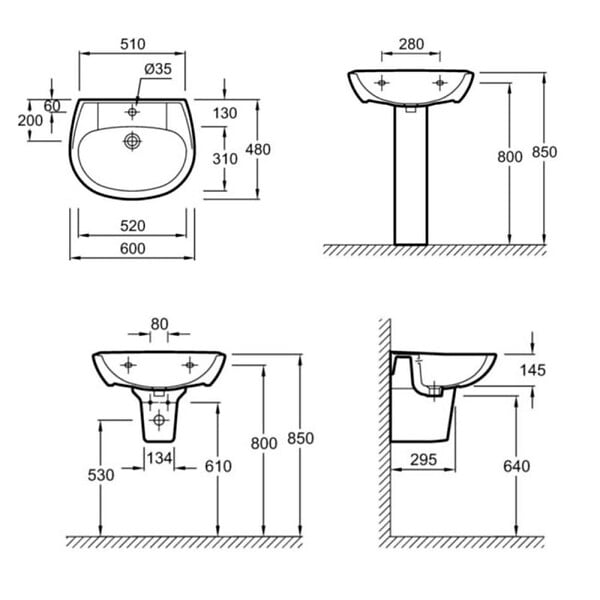 JACOB DELAFON - Lavabo céramique Brive - large