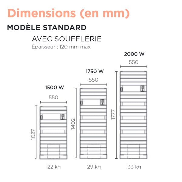 THERMOR - Radiateur sèche-serviettes électrique Riviera 2 - Avec soufflerie - 750+1000W - Vert eucalyptus - large