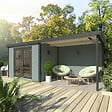 WHITE WOOD - Abri de jardin Olivia 1 en bois peint gris ép.19mm et pergola - White Wood - 12m² - vignette
