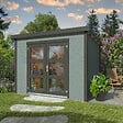 WHITE WOOD - Abri de jardin Lya 1 en bois naturel peint gris ép.28 mm - White Wood - 8.8m² - vignette