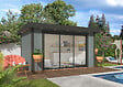 WHITE WOOD - Studio de jardin Lydia en bois gris ép.28mm et baie coulissante - White Wood - 15m² - vignette