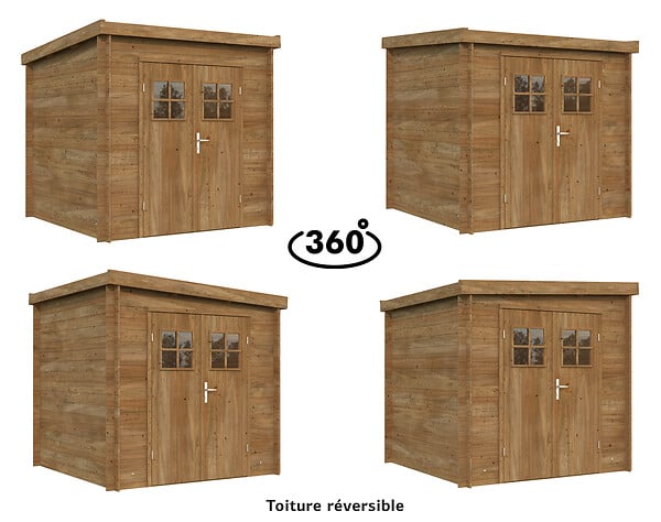 WHITE WOOD - Abri de jardin en bois Zoé 2 traité autoclave - L.220xP.220xH.208cm - large