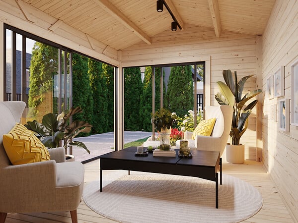PALMAKO - Studio de jardin en bois Amanda - Intérieur : 11,2 m² - large