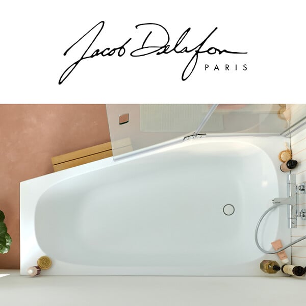 JACOB DELAFON - Pack baignoire bain douche 170 x 90 Bastille vidage à gauche blanc brillant + tablier en angle - large