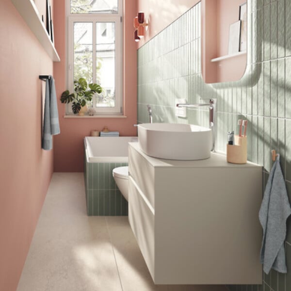 VILLEROY ET BOCH - Baignoire droite 160 X 75  Collaro acrylique stone white trop plein chrome - large