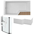 JACOB DELAFON - Pack baignoire bain douche antidérapante 170 x 90 Neo blanc mat - v.gauche + pare bain noir mat + tablier - vignette