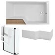 JACOB DELAFON - Pack baignoire bain douche antidérapante 160 x 90 Neo blanc mat - v.droite + pare bain noir mat + tablier - vignette