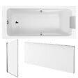 JACOB DELAFON - Pack baignoire droite 180 X 80 Odéon up + pare bain 1 volet chromé + tablier en niche + vidage - vignette