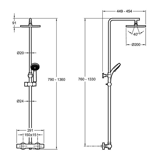 JACOB DELAFON - Colonne de douche Simone + nettoyant Briochin - large