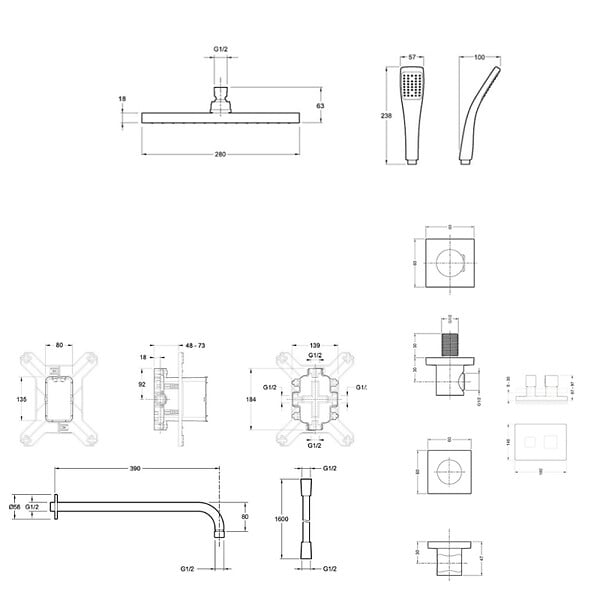 JACOB DELAFON - Colonne de douche encastrée thermostatique Modulo - large