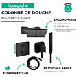 HANSGROHE - Colonne douche thermostatique Ecostat Square Douche de tête Vernis Shape Flexible Isiflex Douchette Pulsify E  noir mat - vignette
