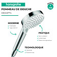 HANSGROHE - Pommeau de douche Crometta EcoSmart 2 jets blanc/chromé + flexible de douche 1,25 m Metaflex chromé - vignette