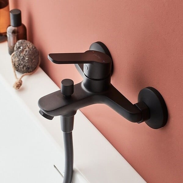 JACOB DELAFON - Douchette stick Shift Ellipse noir et chrome avec mitigeur bain douche et flexible lisse anti-torsion Noir - large