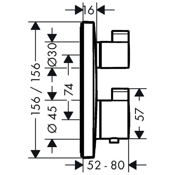 HANSGROHE - Hansgrohe Ecostat Square Set de finition pour mitigeur thermostatique encastré avec robinet d'arrêt et inverseur (15714140) - large