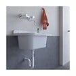INTEC - Lavabo Mural en Résine Blanc 50 x 32 cm Vasque Suspendue Anti-chocs - Evier Lave-Mains Salle de Bain WC Garage Buanderie - vignette