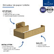 VILLEROY ET BOCH - Dérouleur de papier toilette sans couvercle + Ensemble brosse WC  Striking Chrome Gold brossé - vignette