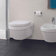 VILLEROY ET BOCH - Pack WC sans bride  Architectura abattant + bâti-support sol et mur + plaque chromée mat  + Tabouret bois - vignette