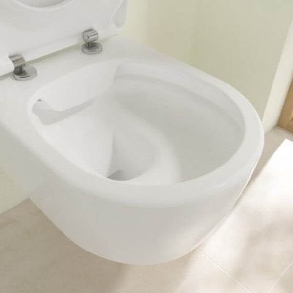 VILLEROY ET BOCH - Pack WC suspendu sans bride  Avento + Bâti support ViConnect Pro + abattant frein de chute + plaque noir mat - large