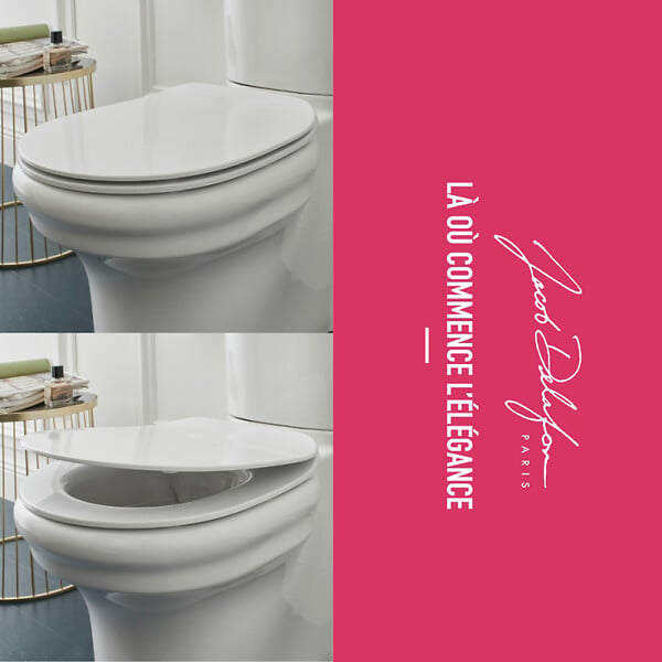 JACOB DELAFON - Cuvette WC suspendu sans bride Cléo 1889 avec abattant frein de chute extra-plat déclipsable - large