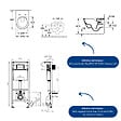 VILLEROY ET BOCH - Pack WC sans bride  Subway 2.0 abattant frein de chute + bâti-support sol et mur+ plaque noir mat +Tabouret bois - vignette
