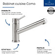 VILLEROY ET BOCH - Evier  Architectura 60 vidage auto + Robinet de cuisine Como Acier Massif - vignette