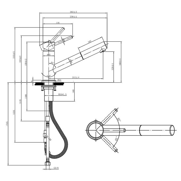 VILLEROY ET BOCH - Evier  Architectura 60 vidage auto + Robinet de cuisine Como Shower Acier Massif - large