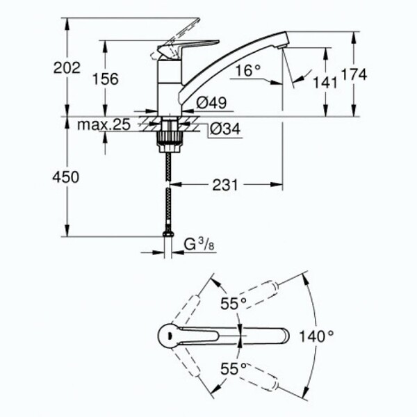 GROHE - Robinet de cuisine bec bas Start Eco Quickfix + nettoyant GrohClean - large