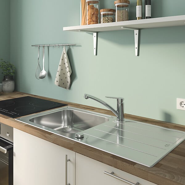 GROHE - Robinet de cuisine bec bas Start Eco Quickfix + nettoyant GrohClean - large