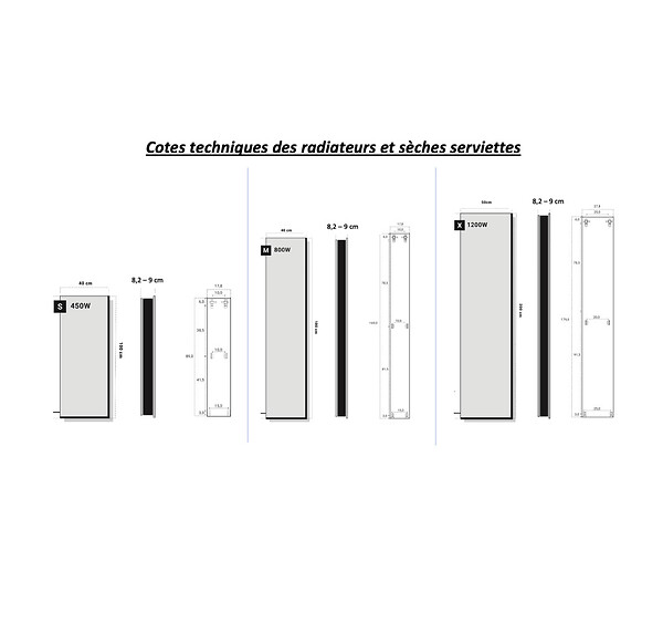 U-TILE - Radiateur électrique miroir - 450 Watts - 100 x 40 cm vertical - large