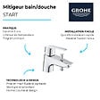 GROHE - Mitigeur bain/douche START GROHE 23229002 monocommande - monotrou - chrome - vignette