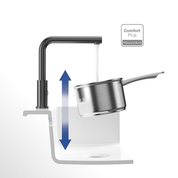 VILLEROY ET BOCH - Robinet cuisine  Steel Shower anthracite - large