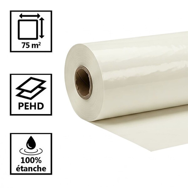 TECPLAST - Bache peinture 3x25m 80 Microns Protection sol 75 m² Rouleau, Polyéthylène Translucide , Bâche Chantier Résistante - large