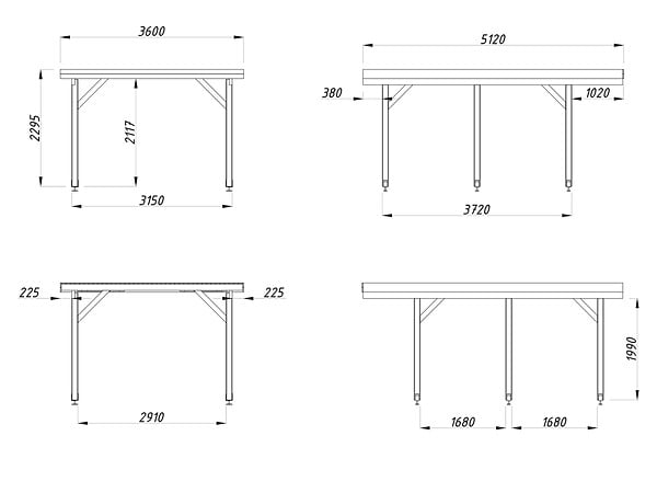 PALMAKO - Carport bois Karl 1 voiture - L.360xP.512xH.230cm - large
