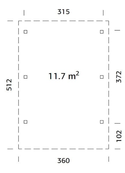 PALMAKO - Carport bois Karl 1 voiture - L.360xP.512xH.230cm - large