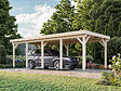 PALMAKO - Carport bois Karl toit plat 1 voiture - L.762xH.235xP.360cm - vignette