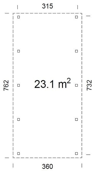 PALMAKO - Carport bois Karl toit plat 1 voiture - L.762xH.235xP.360cm - large