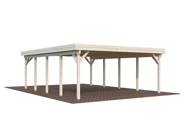 PALMAKO - Carport toit plat bois Karl 2 voitures - L.600xH.254xP.764cm - large