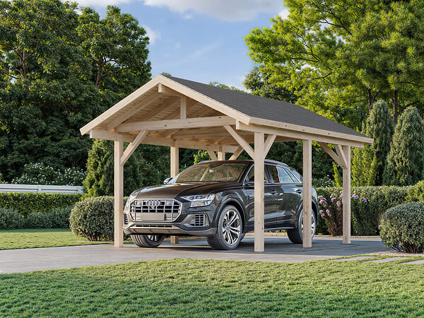 PALMAKO - Carport bois double pente Robert - L.361xH.301xP.514cm - large