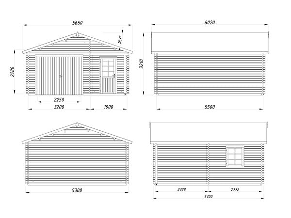 PALMAKO - Garage en bois épicéa Roger - L.564xP.601xH.321cm - large