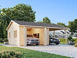 PALMAKO - Garage bois avec carport Roger - L.703xP.550xH.316cm - vignette