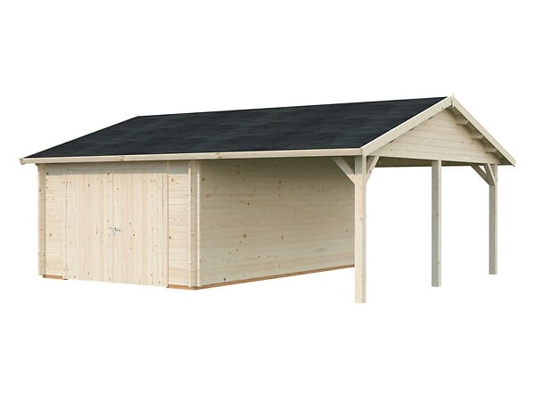 PALMAKO - Garage bois avec carport Roger - L.703xP.550xH.316cm - large