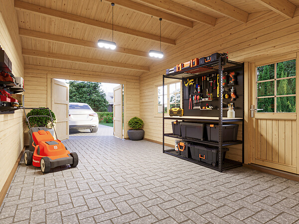PALMAKO - Garage bois avec carport Roger - L.703xP.550xH.316cm - large
