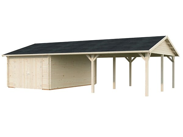 PALMAKO - Garage bois Roger avec double pergola - 64m² - large